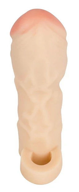 Nakładka na penisa z pierścieniem na jądra – żyłkowana, 17 cm — zdjęcie 2