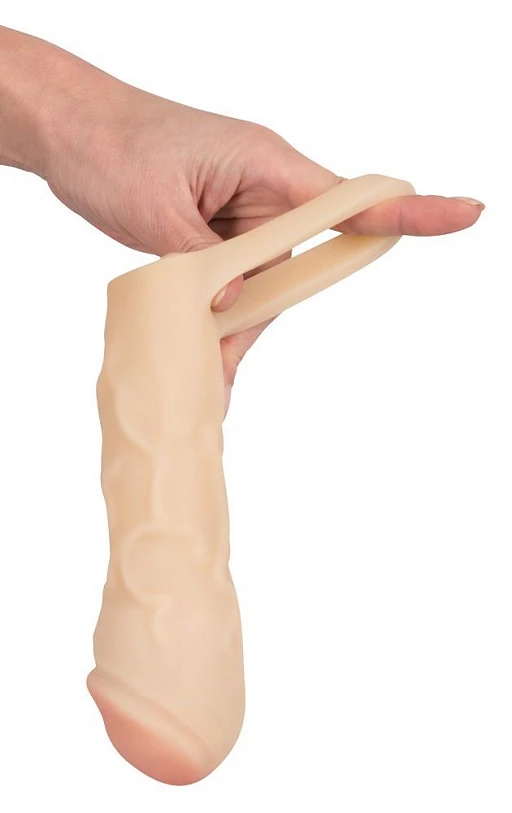 Nakładka na penisa z pierścieniem na jądra – żyłkowana, 17 cm — zdjęcie 8
