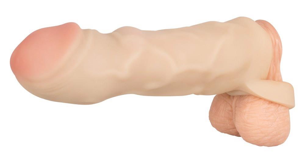 Nakładka na penisa z pierścieniem na jądra – żyłkowana, 17 cm — zdjęcie 9