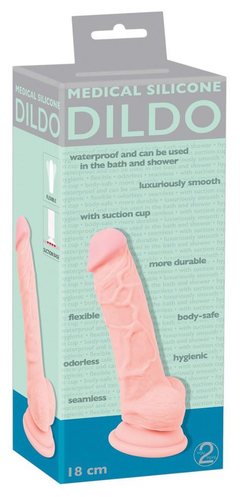 Dildo 18 cm – silikon medyczny, przyssawka, realistyczne — zdjęcie 1