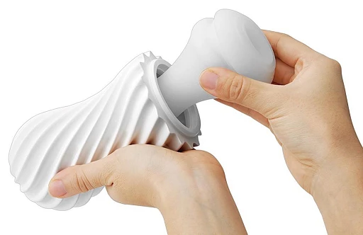 Masturbator Tenga Flex Silky White – spiralna obudowa, 15,5 cm — zdjęcie 3
