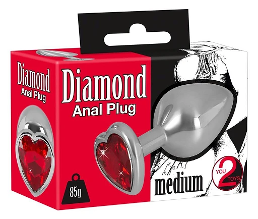 Korek analny Diamond M - aluminium z kryształkiem — zdjęcie 7