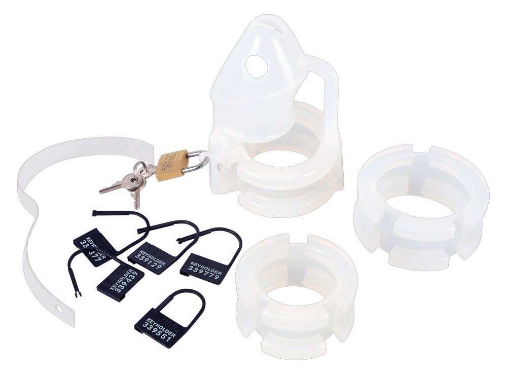Klatka cnoty Cock Cage Set – 15 elementów, silikon — zdjęcie 1