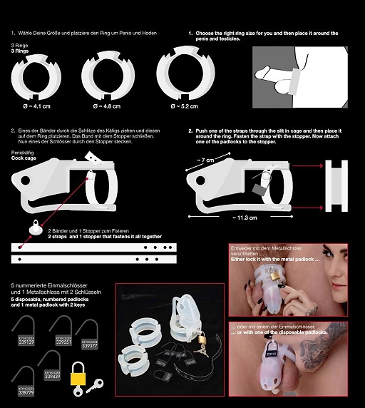 Klatka cnoty Cock Cage Set – 15 elementów, silikon — zdjęcie 8
