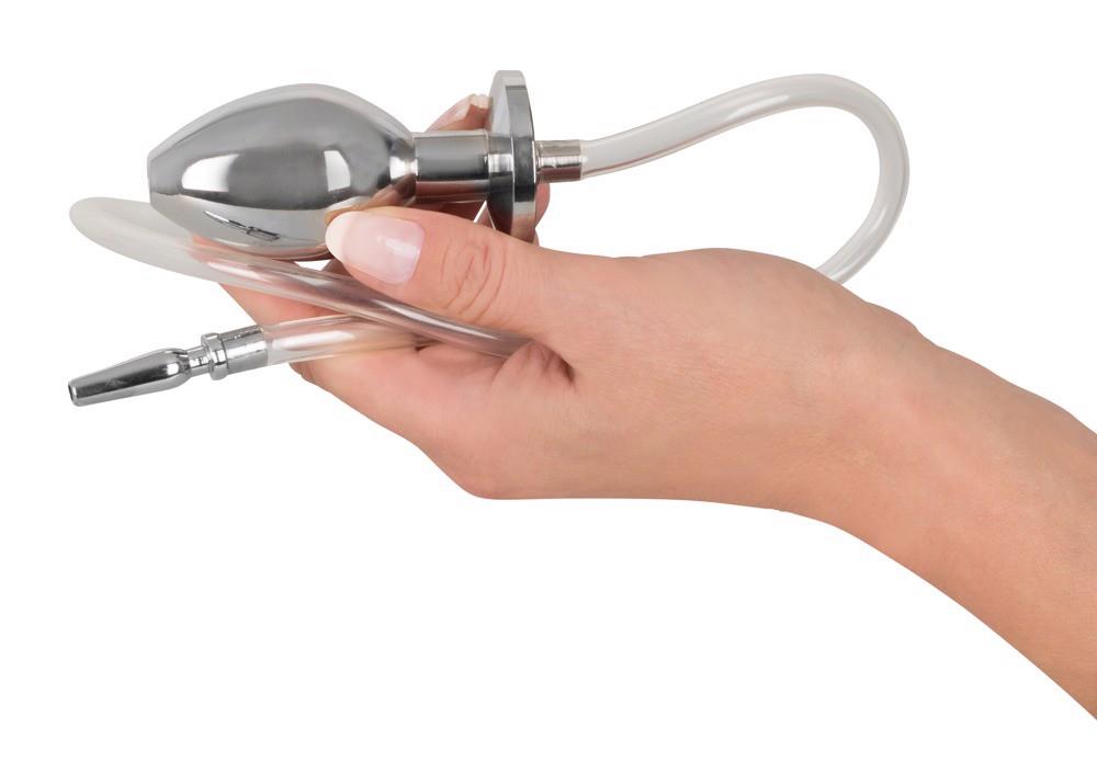 Zestaw plug analny z plugiem do cewki – stal, wąż 62 cm — zdjęcie 2