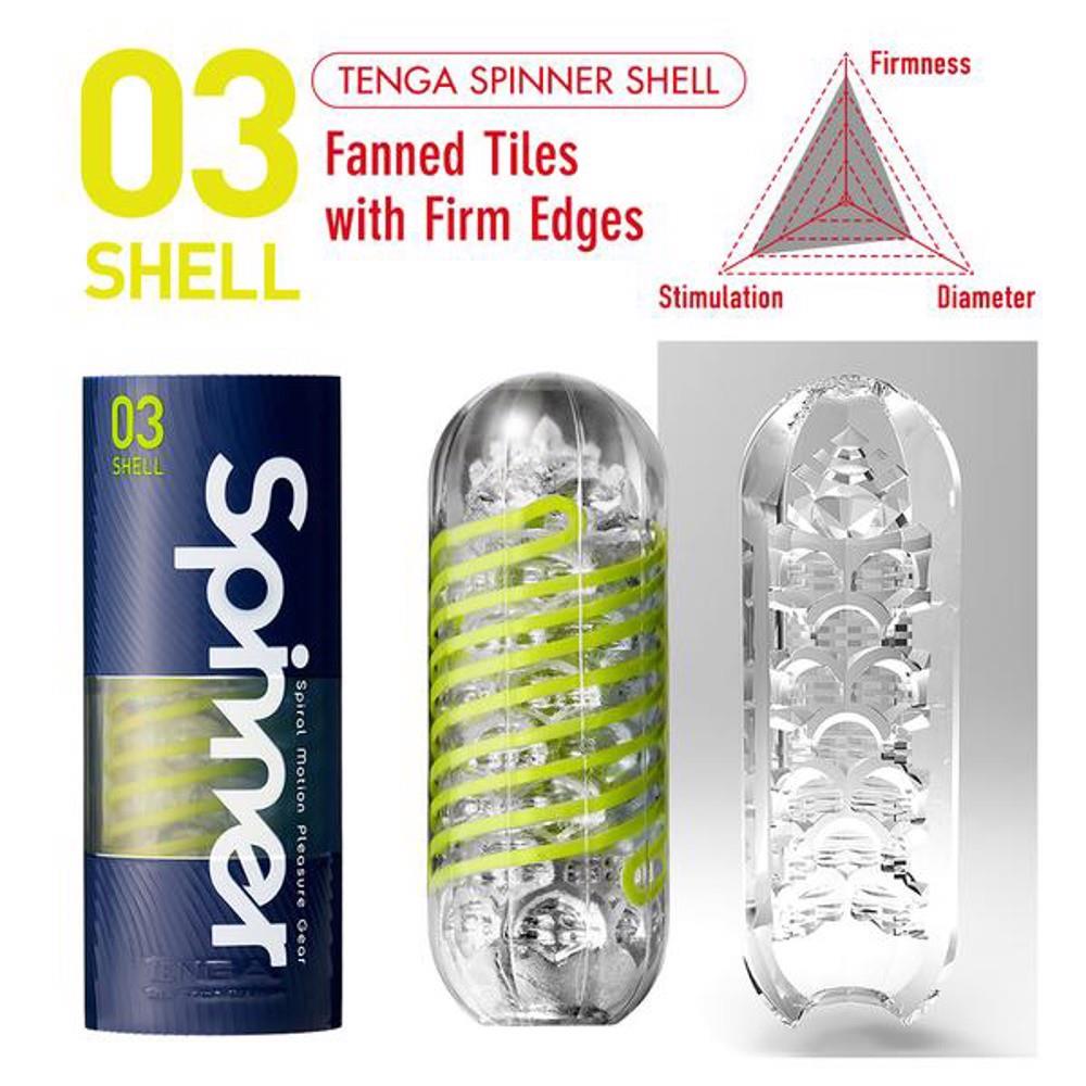 Masturbator Tenga Spinner 03 Shell – przezroczysty, obrotowa cewka — zdjęcie 7