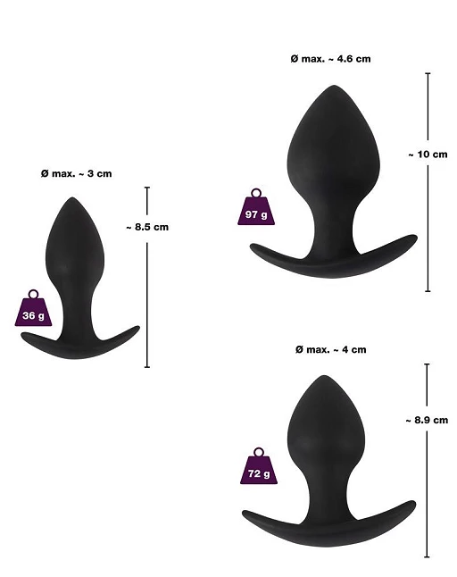 Zestaw korków analnych – 3 rozmiary, czarny silikon — zdjęcie 8