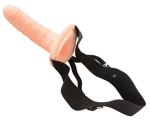 Strap-on wydrążony - dildo 18 cm z żyłkami, regulowany pasek — zdjęcie 7