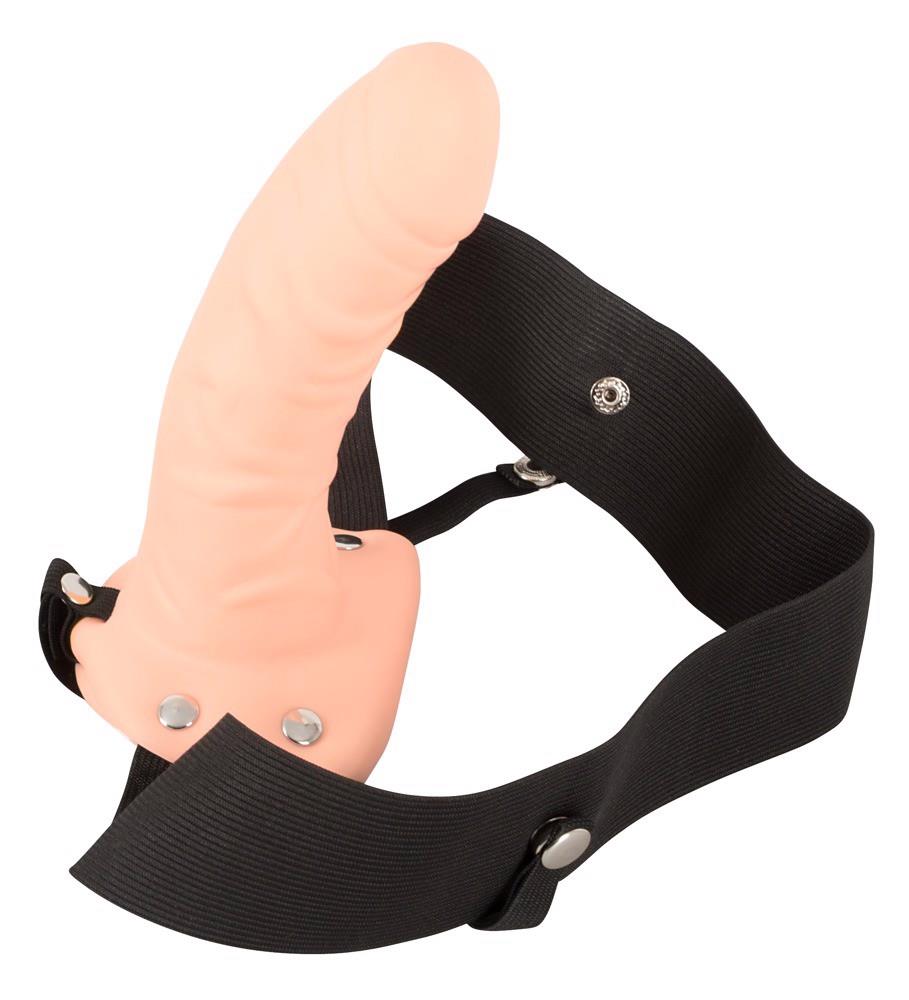 Strap-on wydrążony - dildo 18 cm z żyłkami, regulowany pasek — zdjęcie 8