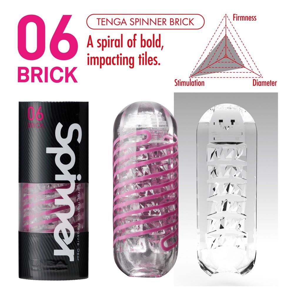 Masturbator Tenga Spinner 06 Brick – obrotowa cewka, przezroczysty — zdjęcie 7
