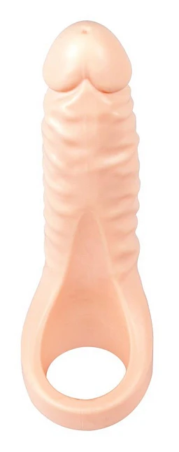 Pierścień na penisa z dildem – 18 cm, elastyczne TPE