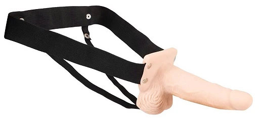 Proteza penisa strap-on z wibracjami - wydrążona, 17,5 cm