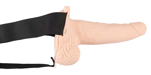Proteza penisa strap-on z wibracjami - wydrążona, 17,5 cm — zdjęcie 3