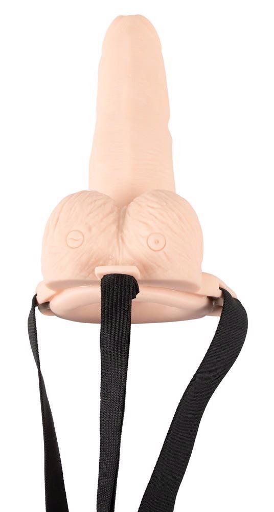 Proteza penisa strap-on z wibracjami - wydrążona, 17,5 cm — zdjęcie 2