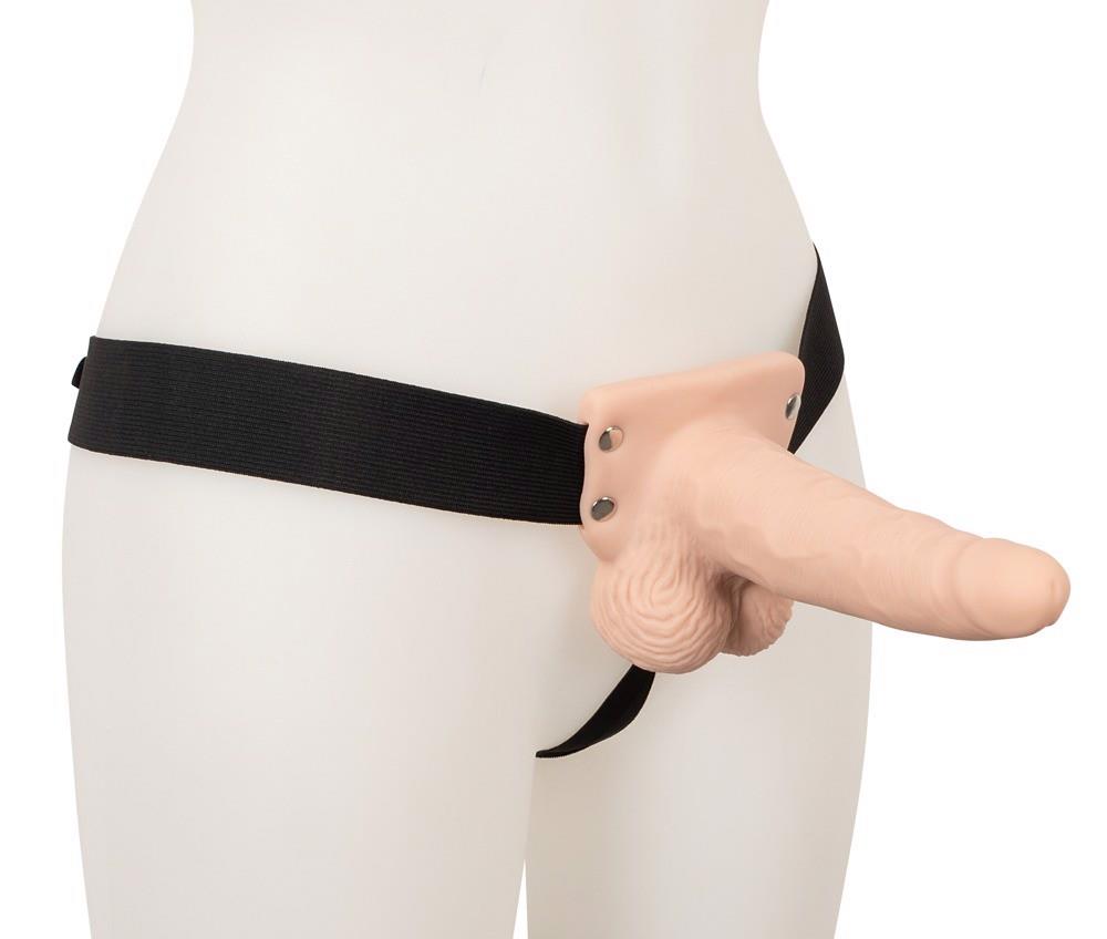 Proteza penisa strap-on z wibracjami - wydrążona, 17,5 cm — zdjęcie 7