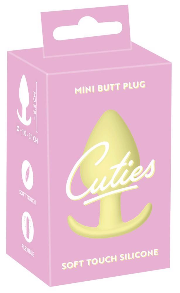 Plug analny mini – żółty, miękki silikon, 6,5 cm — zdjęcie 5