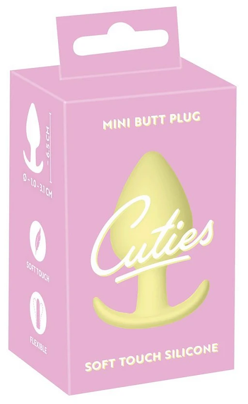 Plug analny mini – żółty, miękki silikon, 6,5 cm — zdjęcie 5