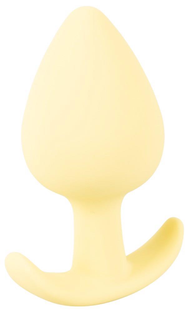 Plug analny mini – żółty, miękki silikon, 6,5 cm — zdjęcie 2