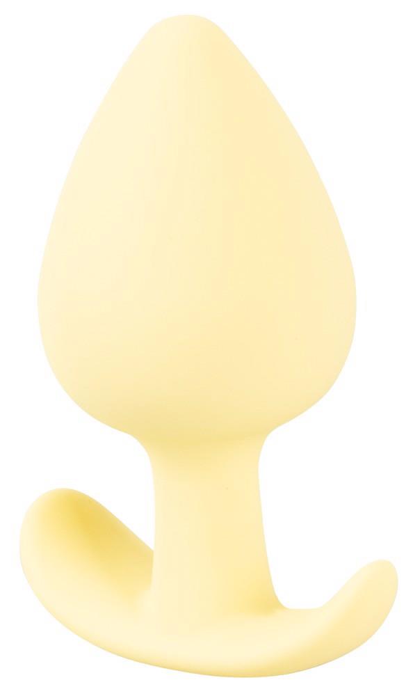 Plug analny mini – żółty, miękki silikon, 6,5 cm — zdjęcie 3