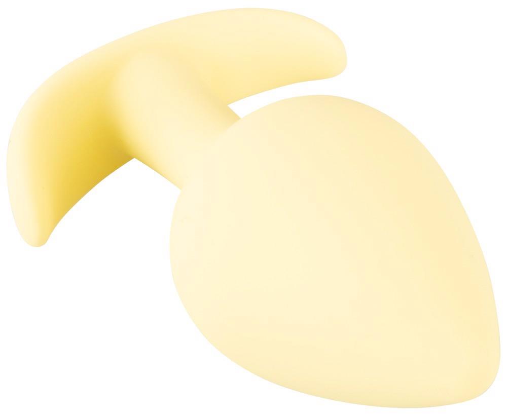 Plug analny mini – żółty, miękki silikon, 6,5 cm — zdjęcie 6