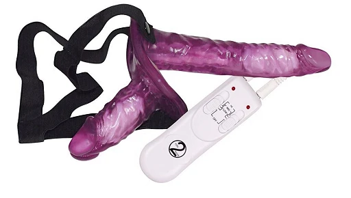 Strap-on wibrujący – podwójne dildo 10 i 18 cm — zdjęcie 1