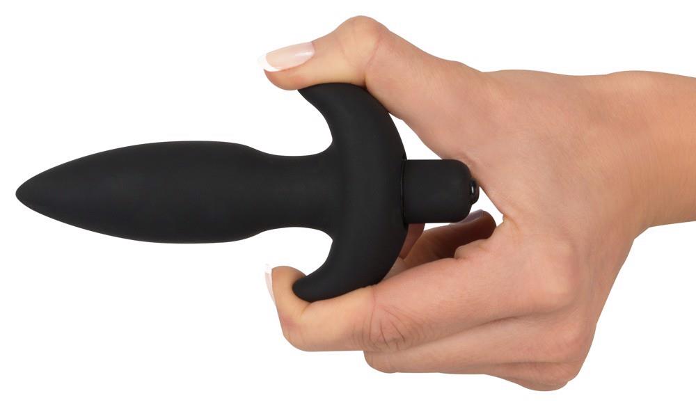 Korek analny wibrujący – czarny silikon, 5 trybów, 13 cm — zdjęcie 4