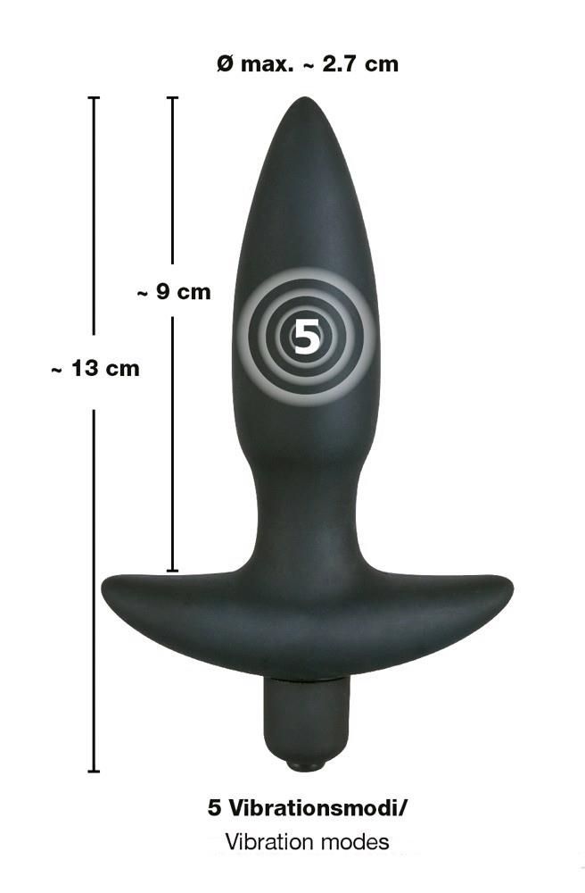 Korek analny wibrujący – czarny silikon, 5 trybów, 13 cm — zdjęcie 3