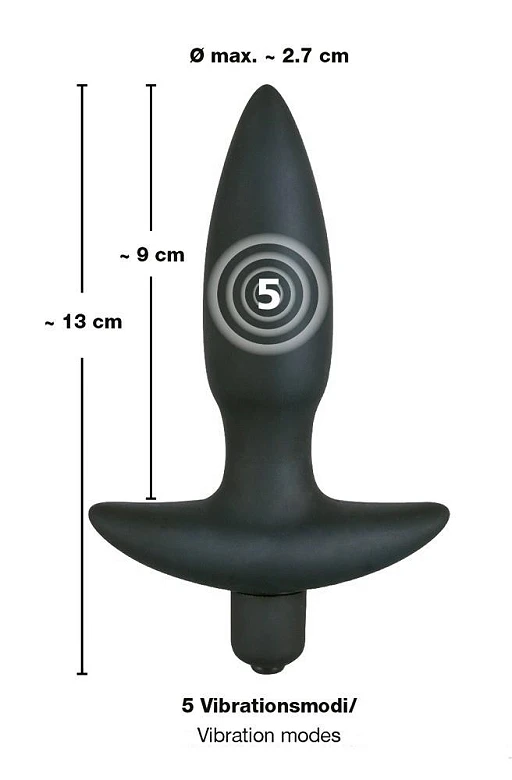 Korek analny wibrujący – czarny silikon, 5 trybów, 13 cm — zdjęcie 3