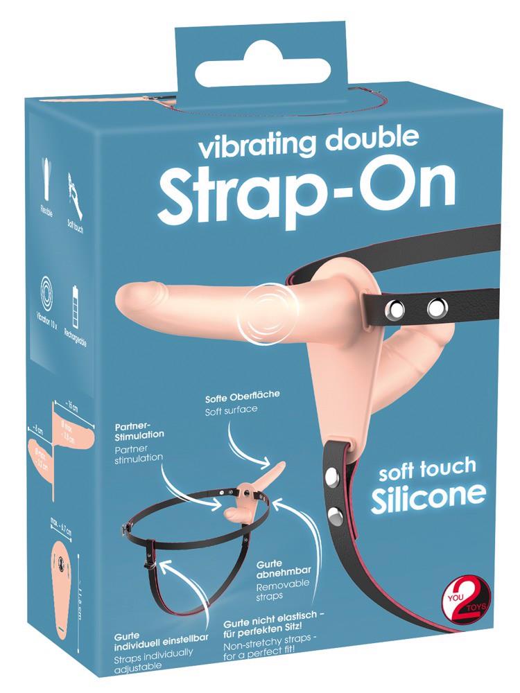 Zestaw strap-on Vibrating Double - regulowany silikon — zdjęcie 9
