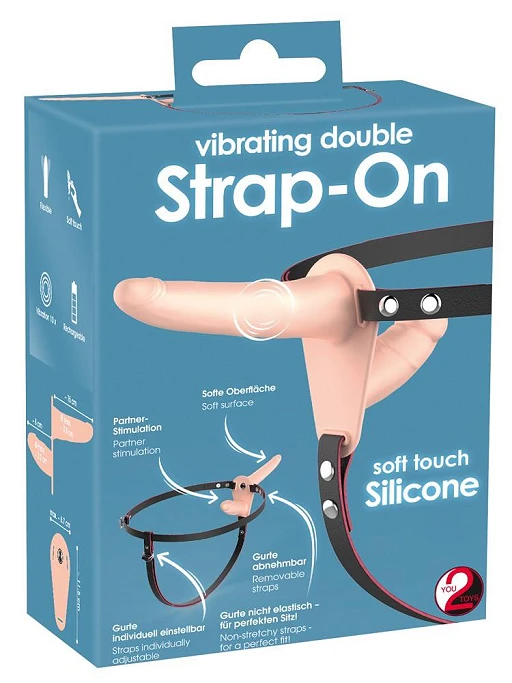 Zestaw strap-on Vibrating Double - regulowany silikon — zdjęcie 9