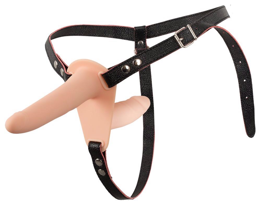 Zestaw strap-on Vibrating Double - regulowany silikon — zdjęcie 2