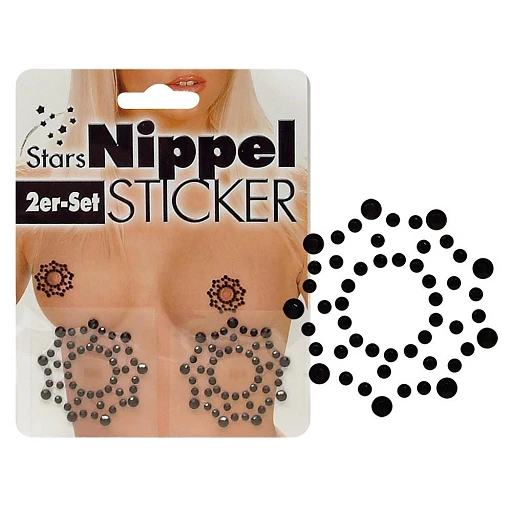Naklejki na sutki Cottelli Rhinestone – czarne dżety, 2 szt. — zdjęcie 8