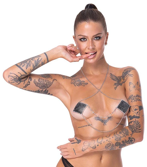 Nasutniki Cottelli Nipple Stickers Square – srebrne łańcuszki, 5,5 cm — zdjęcie 3