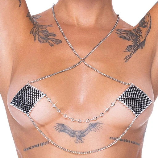 Nasutniki Cottelli Nipple Stickers Square – srebrne łańcuszki, 5,5 cm