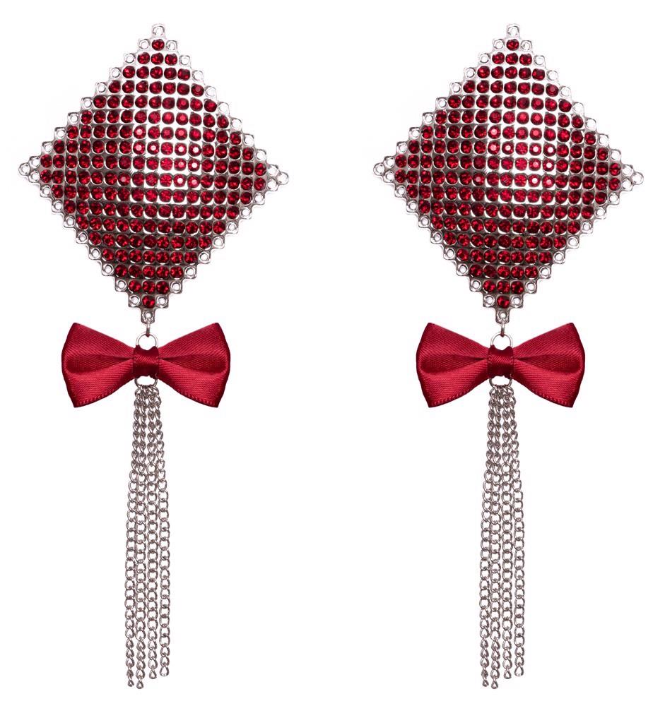 Nasutniki Cottelli Bow – czerwone kamienie, kokardki, 7,5 cm — zdjęcie 1
