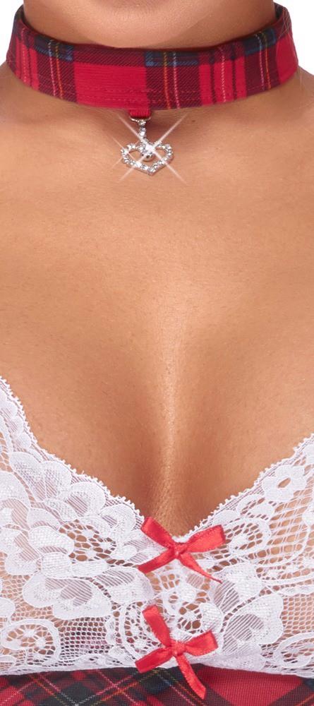 Strój uczennicy – kratka, koronkowy top, L — zdjęcie 5