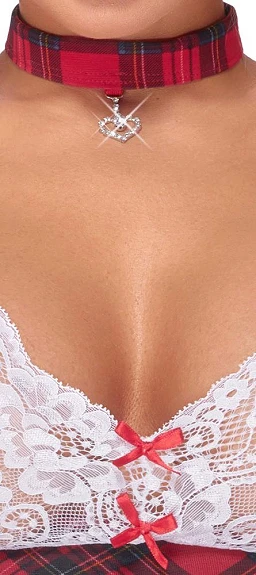 Strój uczennicy – kratka, koronkowy top, L — zdjęcie 5