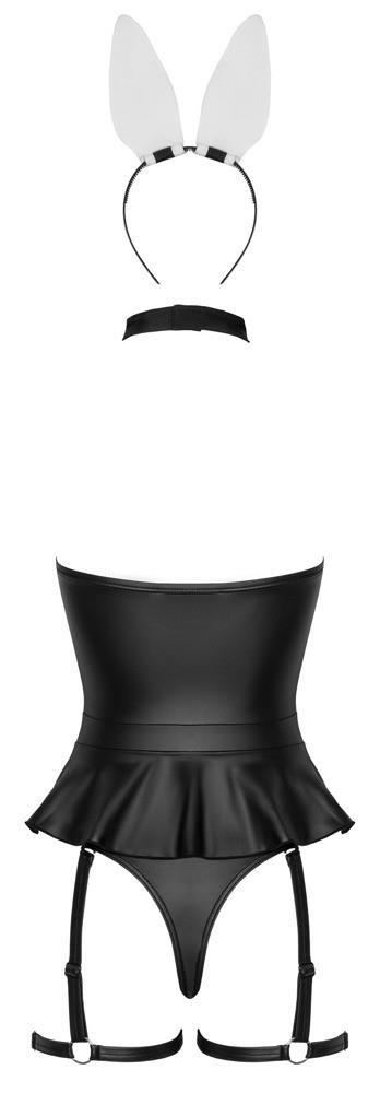 Kostium króliczka – czarne body z peplum, paski do pończoch, L — zdjęcie 7