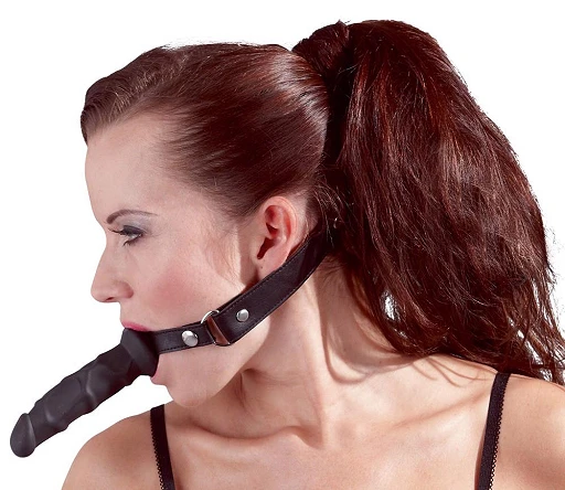 Knebel z dildo – 12 cm, paski z regulacją — zdjęcie 3