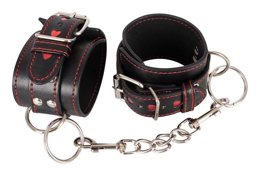 Kajdanki Bad Kitty – czarno-czerwone, regulacja 17-27 cm — zdjęcie 1