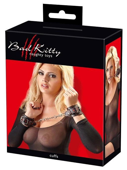 Kajdanki Bad Kitty – czarno-czerwone, regulacja 17-27 cm — zdjęcie 7