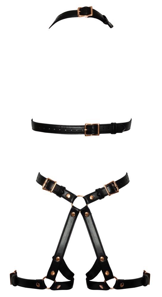 Harness z ekoskóry – czarny, otwarte miseczki, S/M — zdjęcie 7