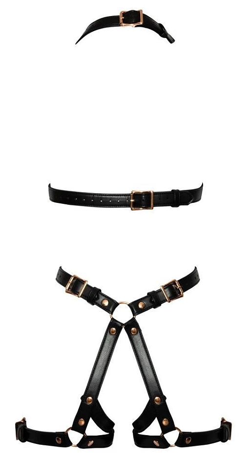 Harness – czarne, z różowozłotymi detalami, L/XL — zdjęcie 7