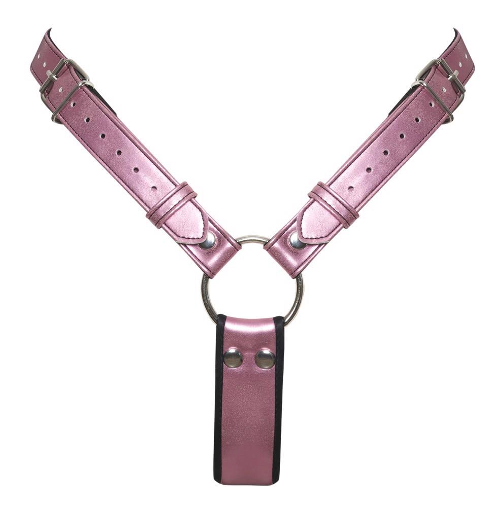 String strap-on Bad Kitty – róż metaliczny, dildo 12 cm, S/M — zdjęcie 5