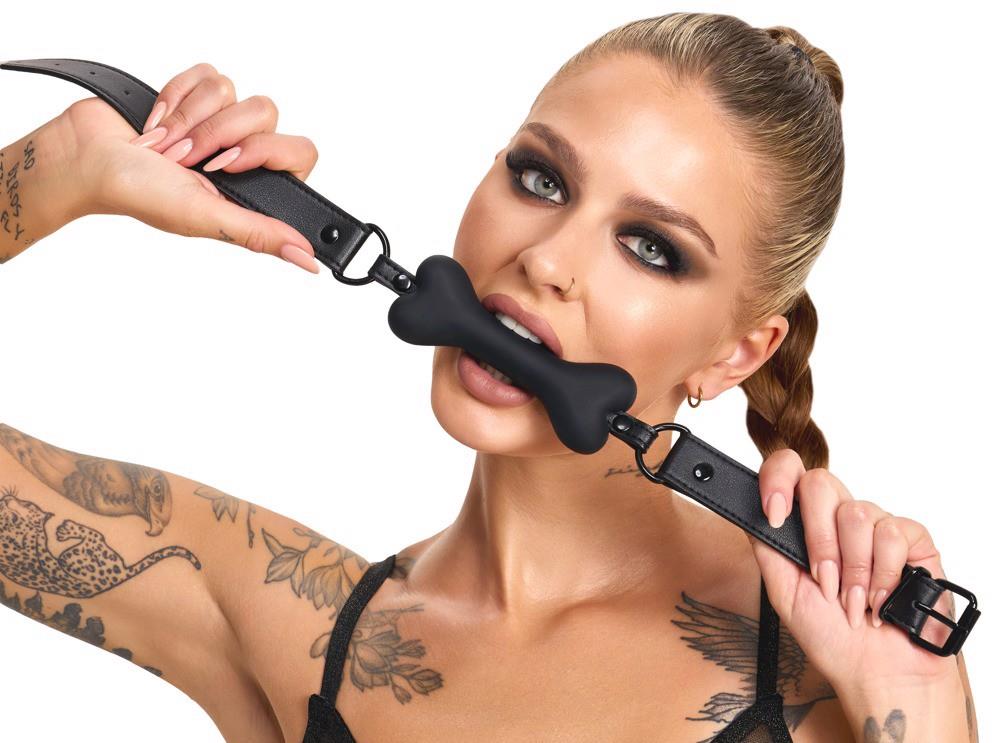 Knebel Bone Gag – silikonowa kość, regulowany pasek — zdjęcie 2