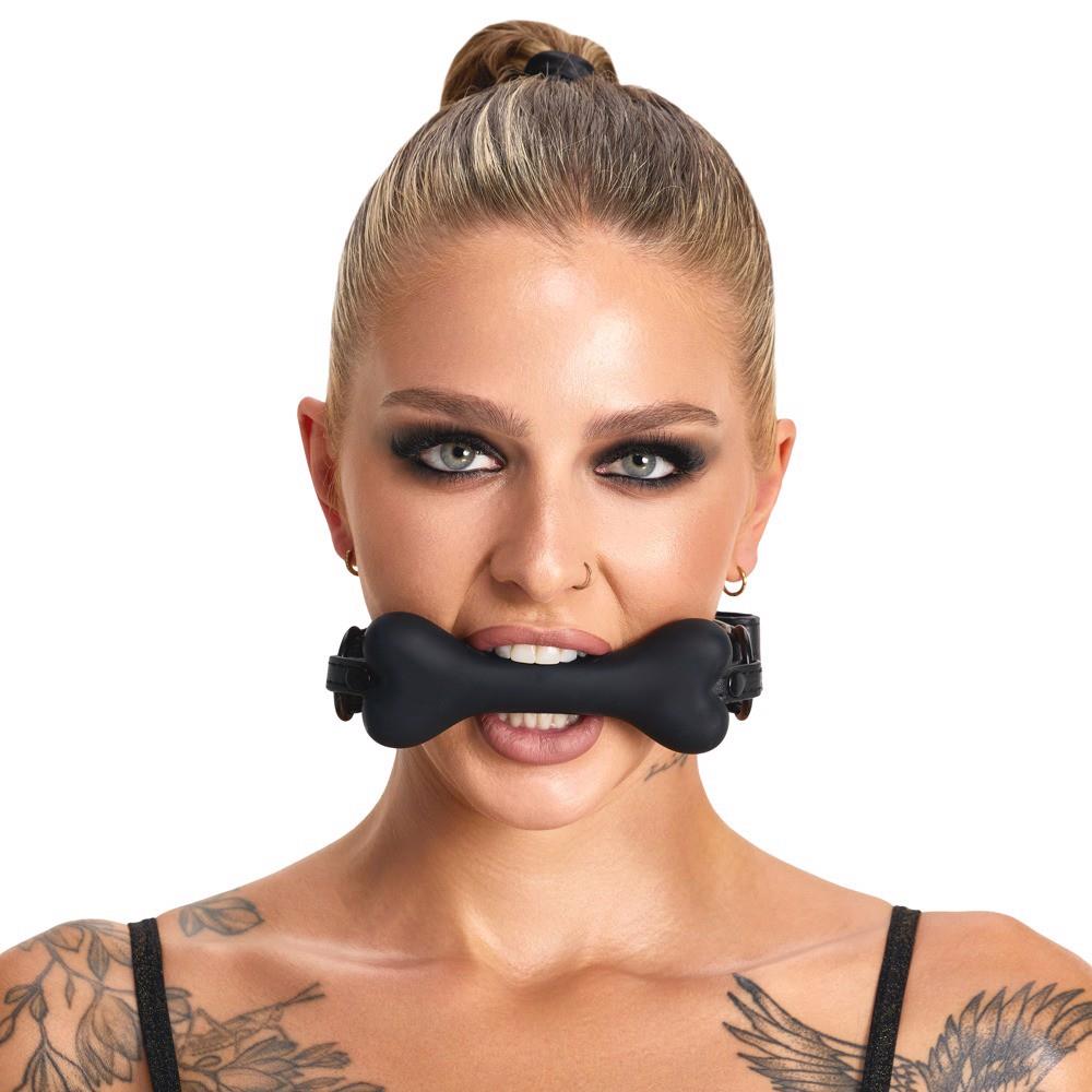 Knebel Bone Gag – silikonowa kość, regulowany pasek — zdjęcie 3