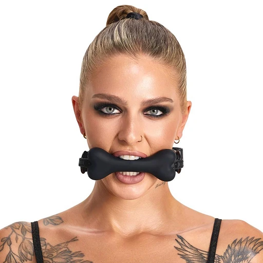 Knebel Bone Gag – silikonowa kość, regulowany pasek — zdjęcie 3