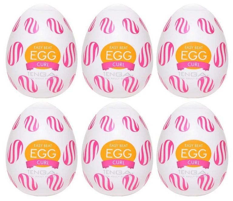 Masturbator jajko Tenga Egg Curl – zestaw 6 sztuk, spiralna struktura