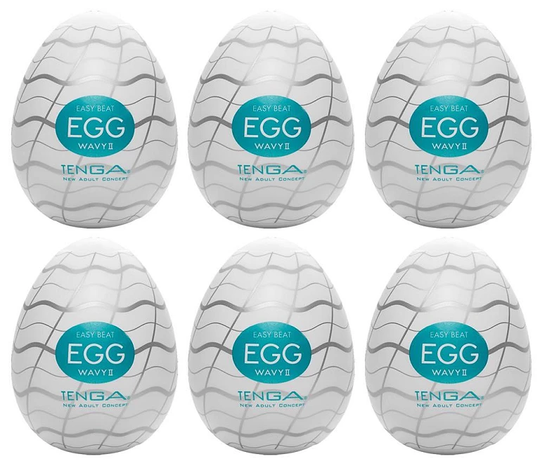 Masturbator jajko Tenga Egg Wavy II – zestaw 6 sztuk, falisty rękaw