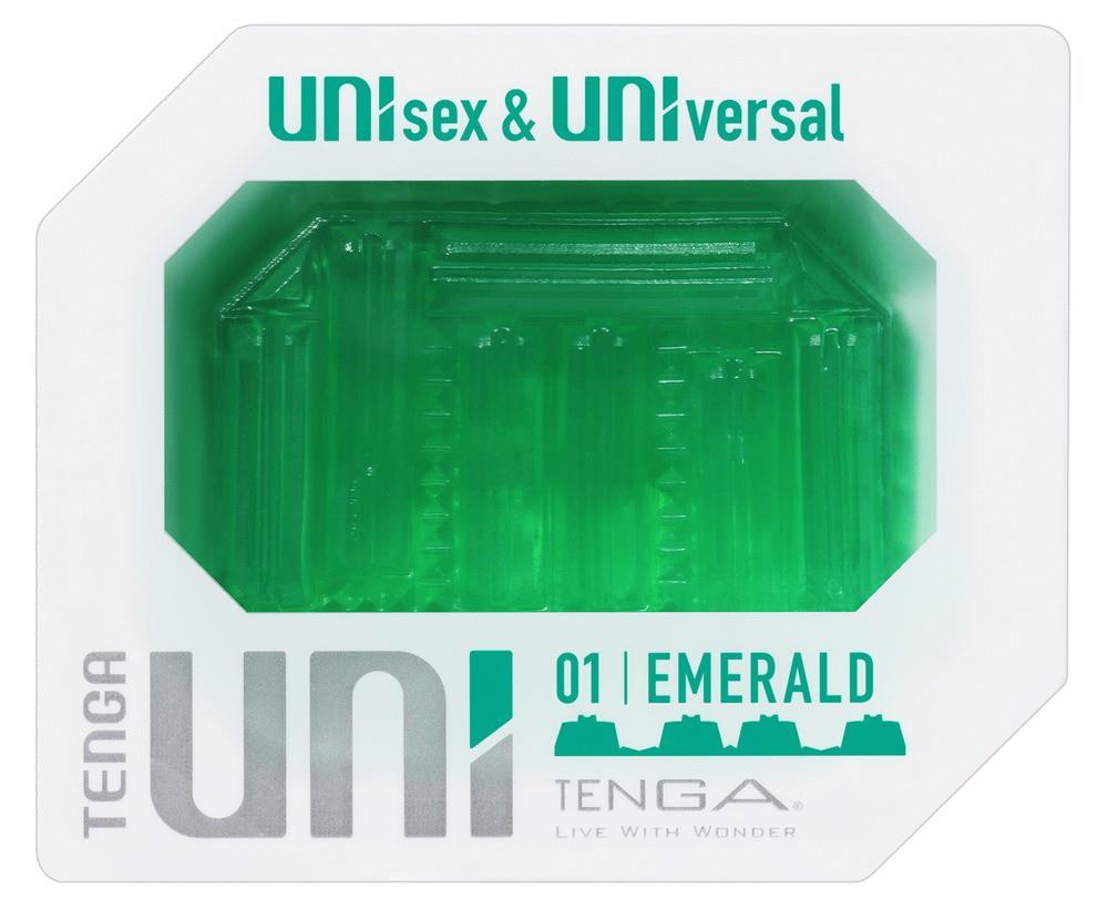 Rękaw masturbacyjny Tenga Uni Emerald – dwustronny, elastyczny TPE — zdjęcie 3